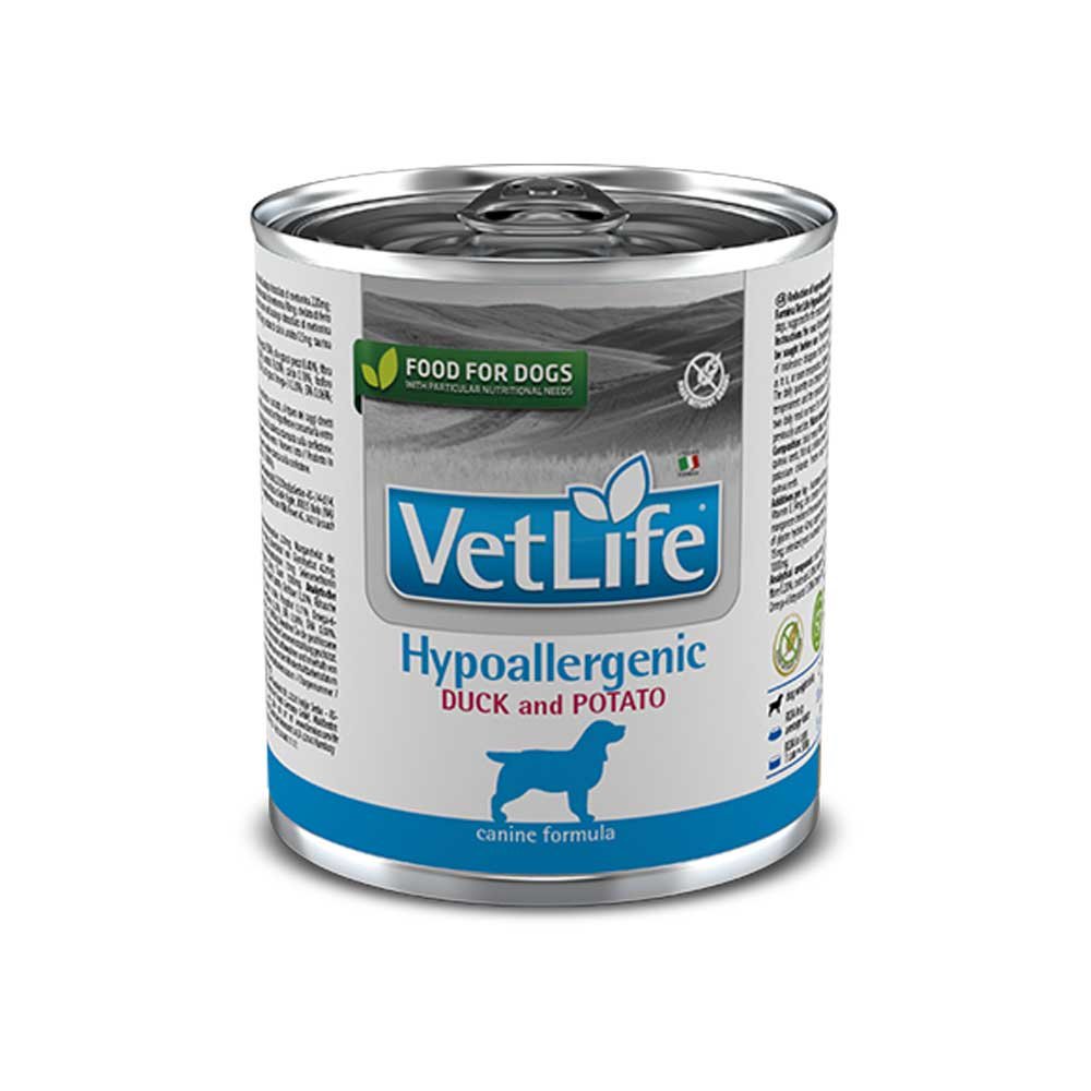 990.jpg Vet Life Lata Hypoallergenic Duck And Patato Dog 300Gr - Imagen 1